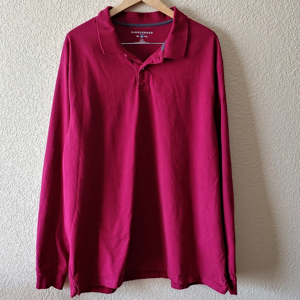 Men's Maroon 3XLT Long Sleeve Polo